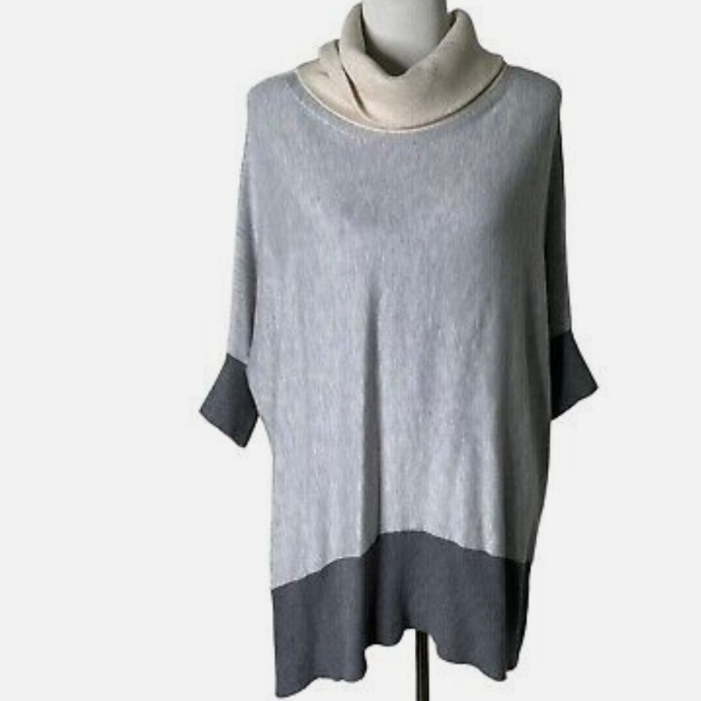 White House Black Market colorblock dolman sleeves  tunic sweater sz XS oversize
